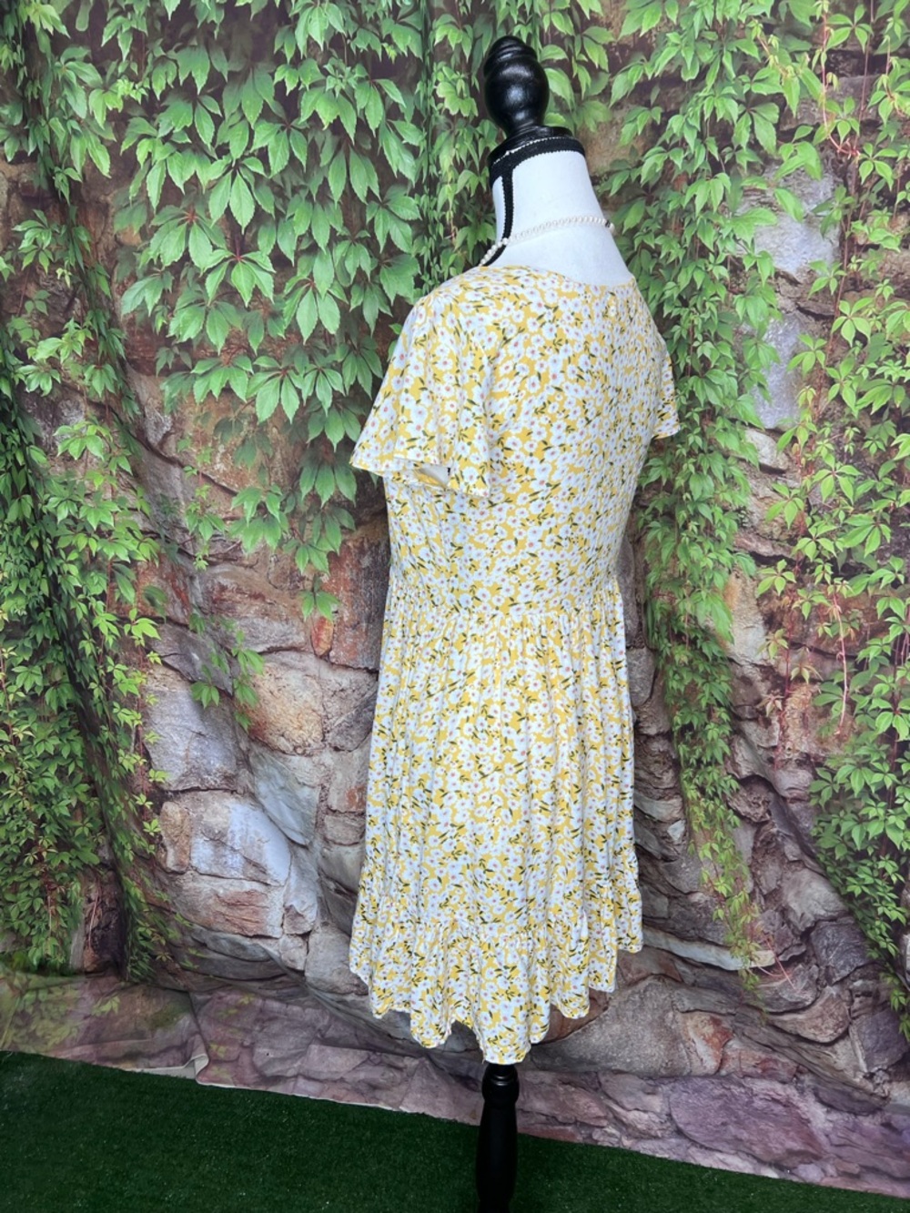 AEROPOSTALE Y2K Style Ditzy Yellow Floral Minidress, S - Picture 4 of 10
